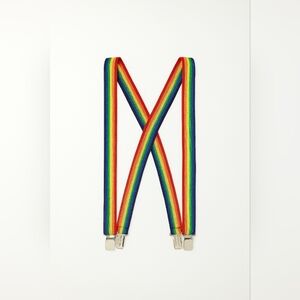 Vintage Rainbow Suspenders X-Back Adjustable Clip On Pride Festival